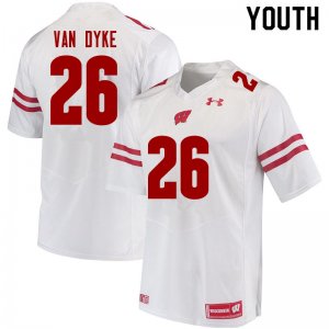 Youth Wisconsin Badgers NCAA #26 Jack Van Dyke White Authentic Under Armour Stitched College Football Jersey AJ31P78UX